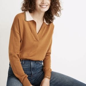 MADEWELL Wool Color block Polo Sweater, Size M